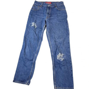 Vintage Y2K Levi's Tapered Leg Jeans Women's Size 10 Dark Wash Distressed‎ Blue